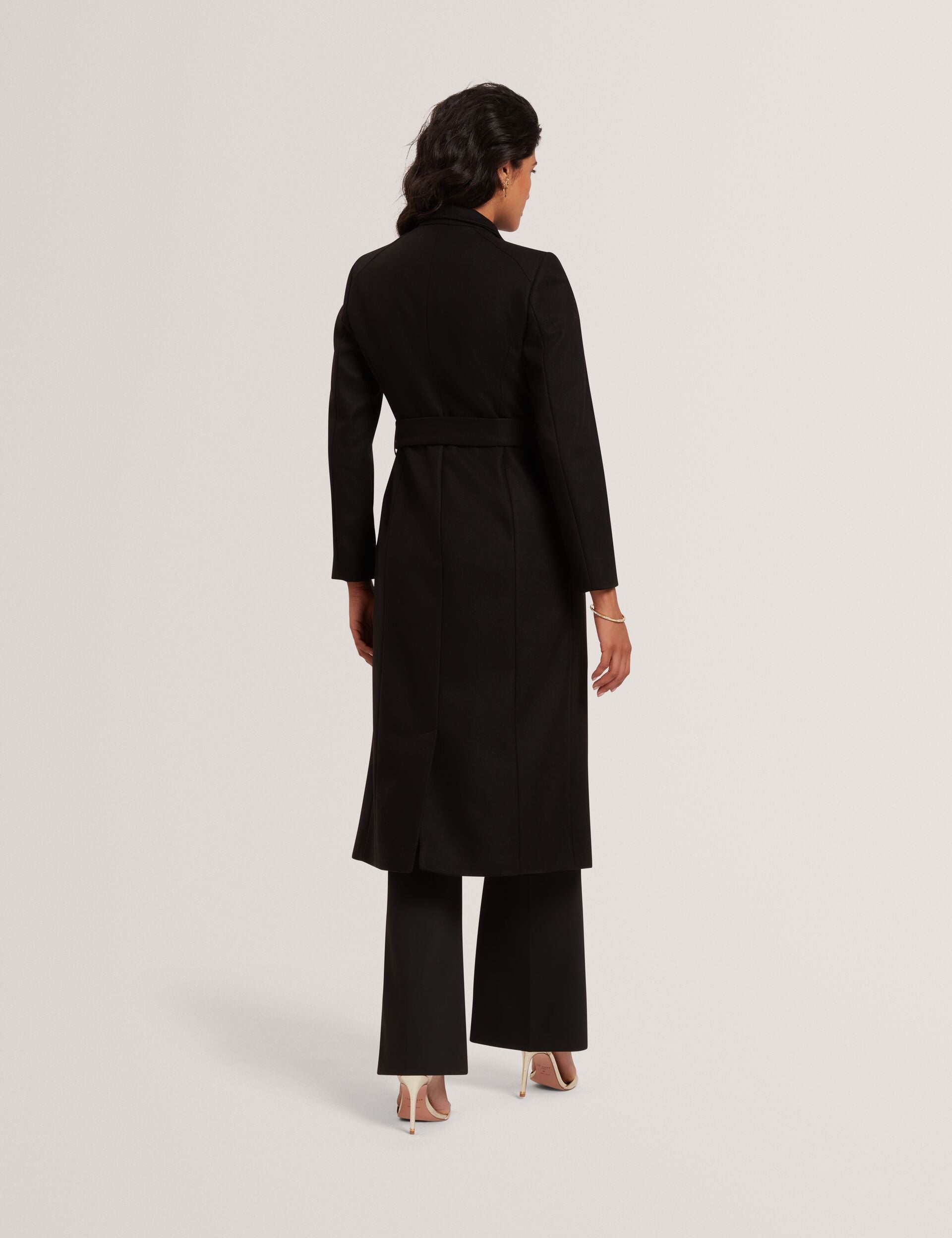 【TED BAKER】ブラック コートサイズ【1】 Black Long Length Wool Wrap Coat | Rosell | Ted Baker US