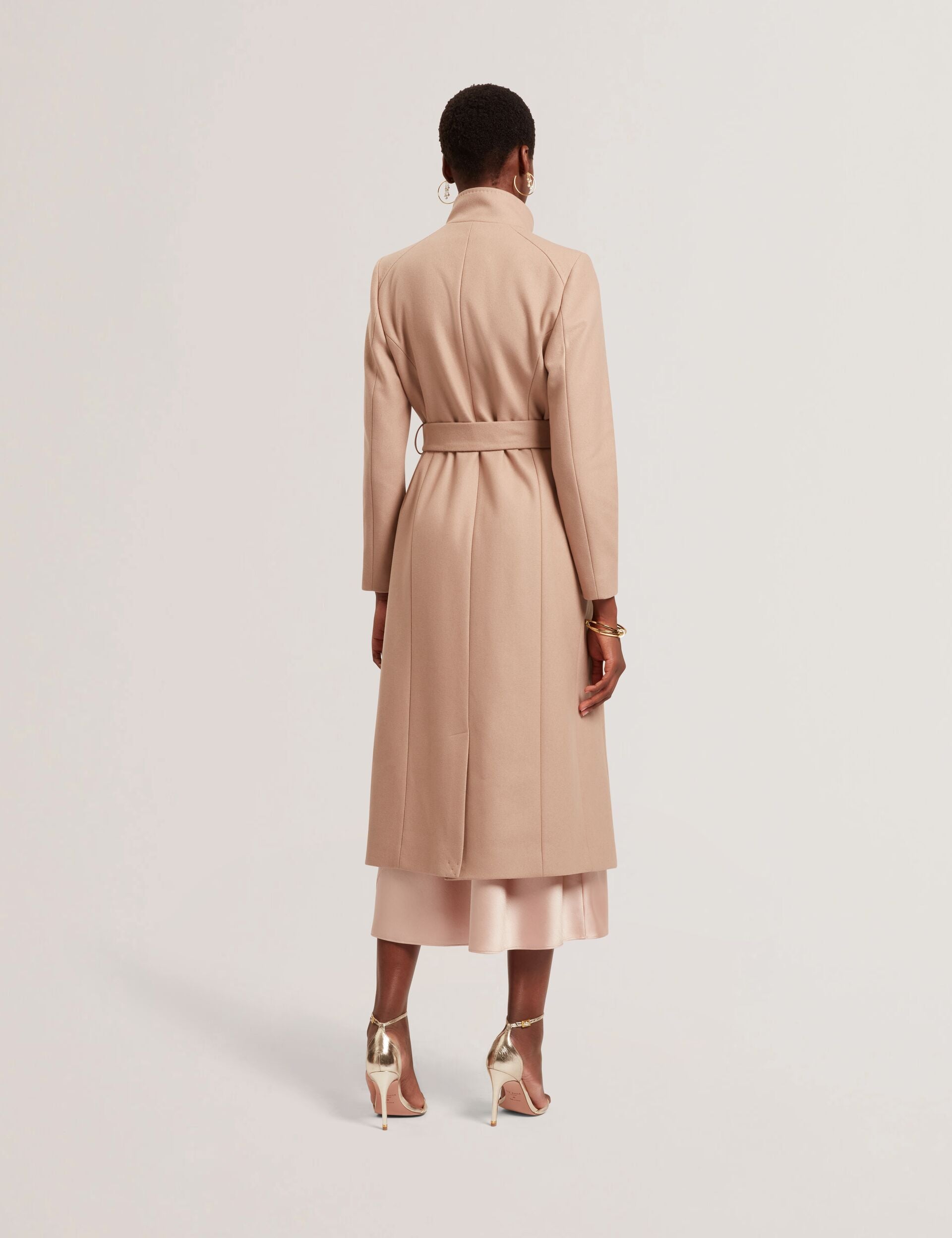 ROSELL Longline Belted Wool Wrap Coat