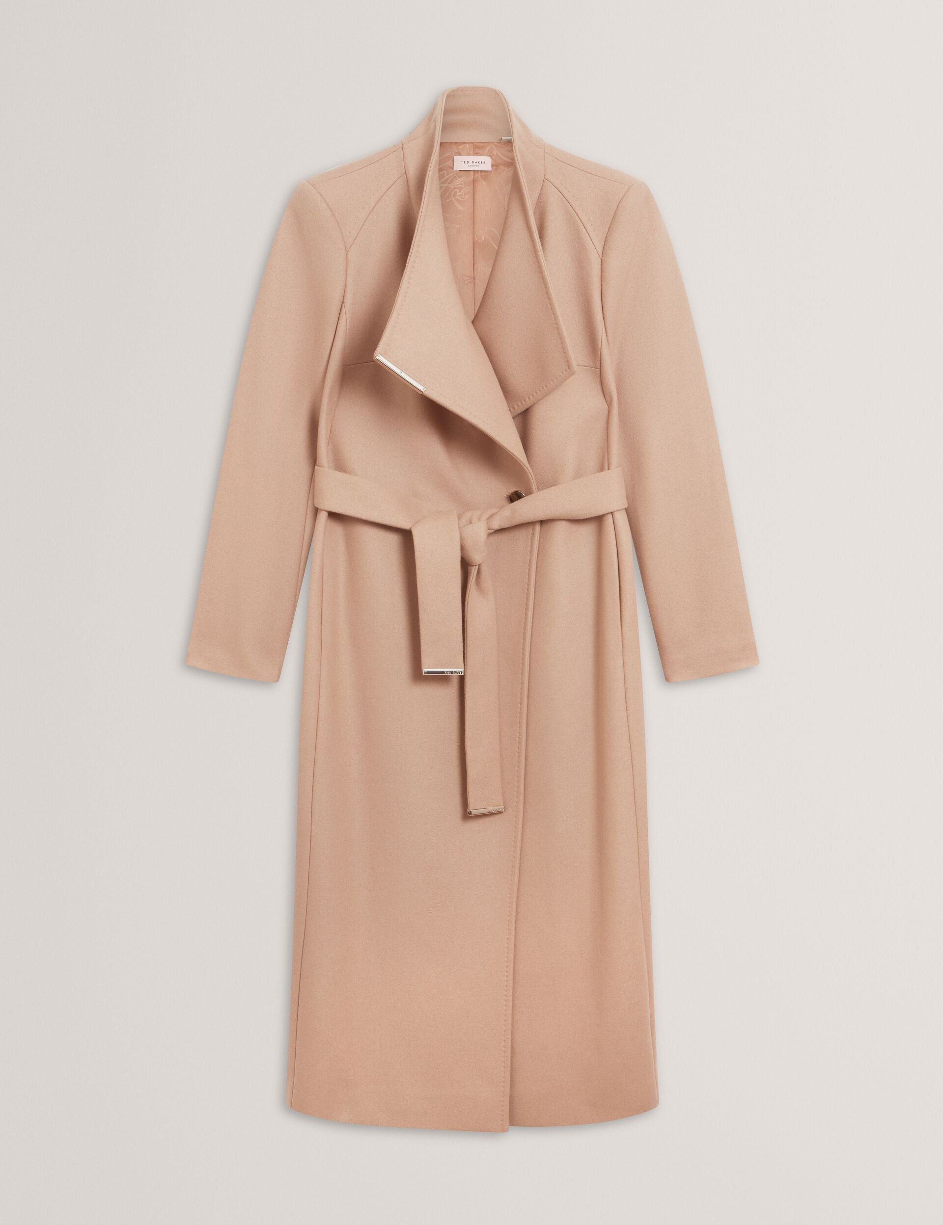 Camel Long Length Wool Wrap Coat | Rosell | Ted Baker US