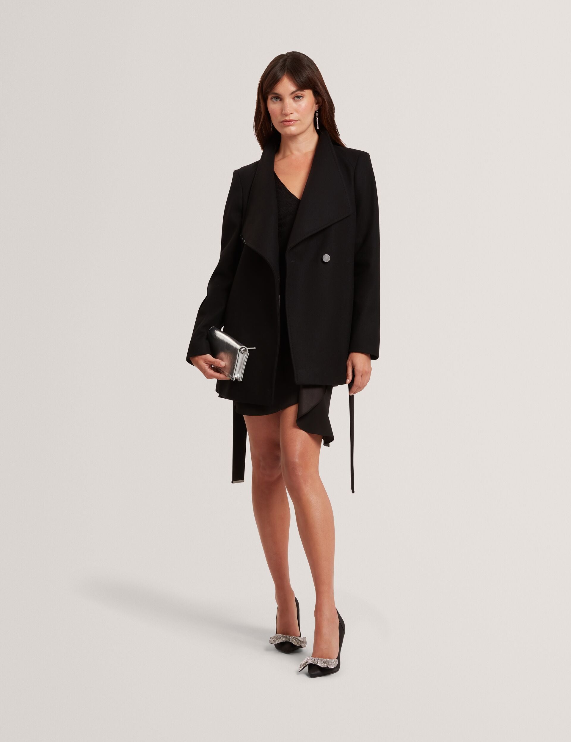 Ted Baker Women's ROSESS Short Belted Wool Wrap Coat in