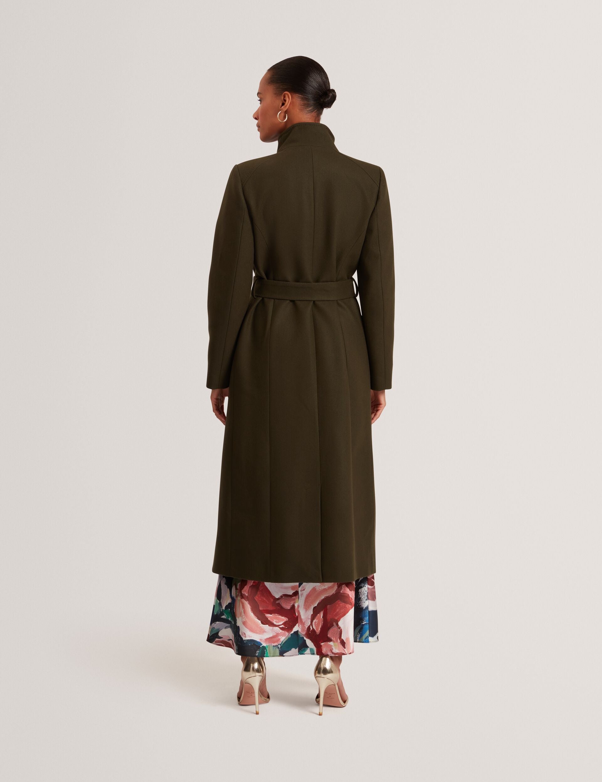 Dk-green Long Length Wool Wrap Coat | Rosell | Ted Baker US
