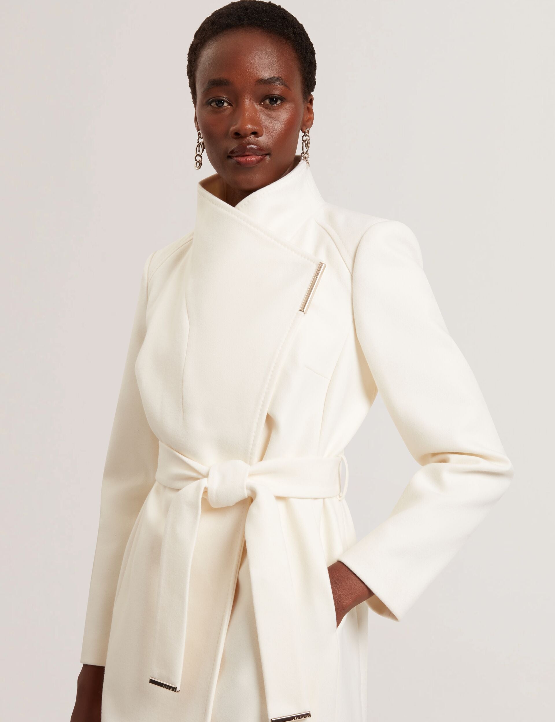 美品 TED BAKER 3way チェックツイード×ベルトラップロングコート Longline Belted Wool Wrap Coat | Rosell | Ted Baker IE
