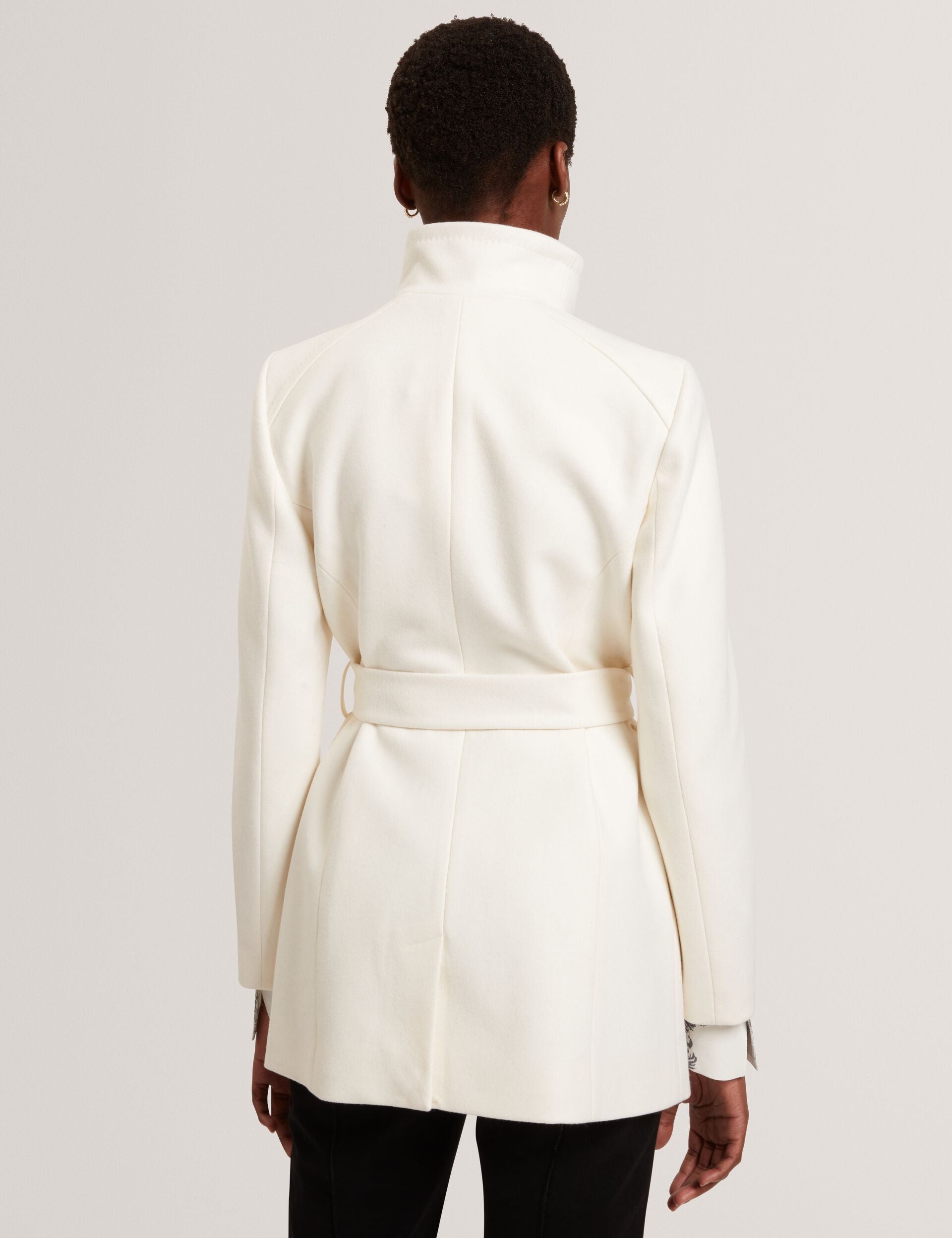 Ivory Short Belted Wool Wrap Coat | Rosess | Ted Baker US