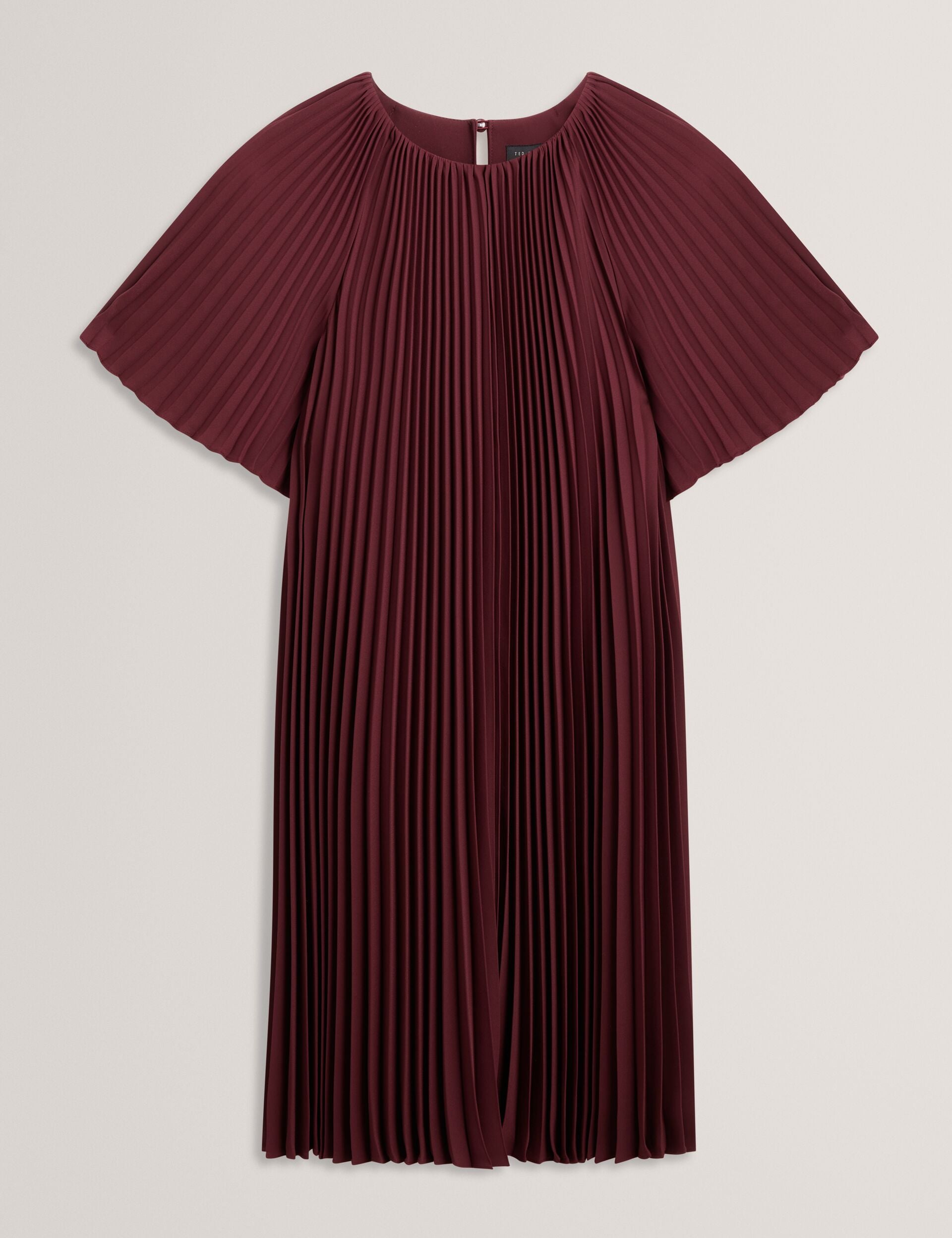 Oxblood Pleated Short Sleeve A-line Mini Dress | Convala | Ted Baker UK Oxblood Pleated Short Sleeve A-line Mini Dress | Convala | Ted Baker UK