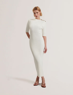 Rose Button Knitted Bodycon Midi Dress | Candiic | Ted Baker UK Rose Button Knitted Bodycon Midi Dress | Candiic | Ted Baker UK