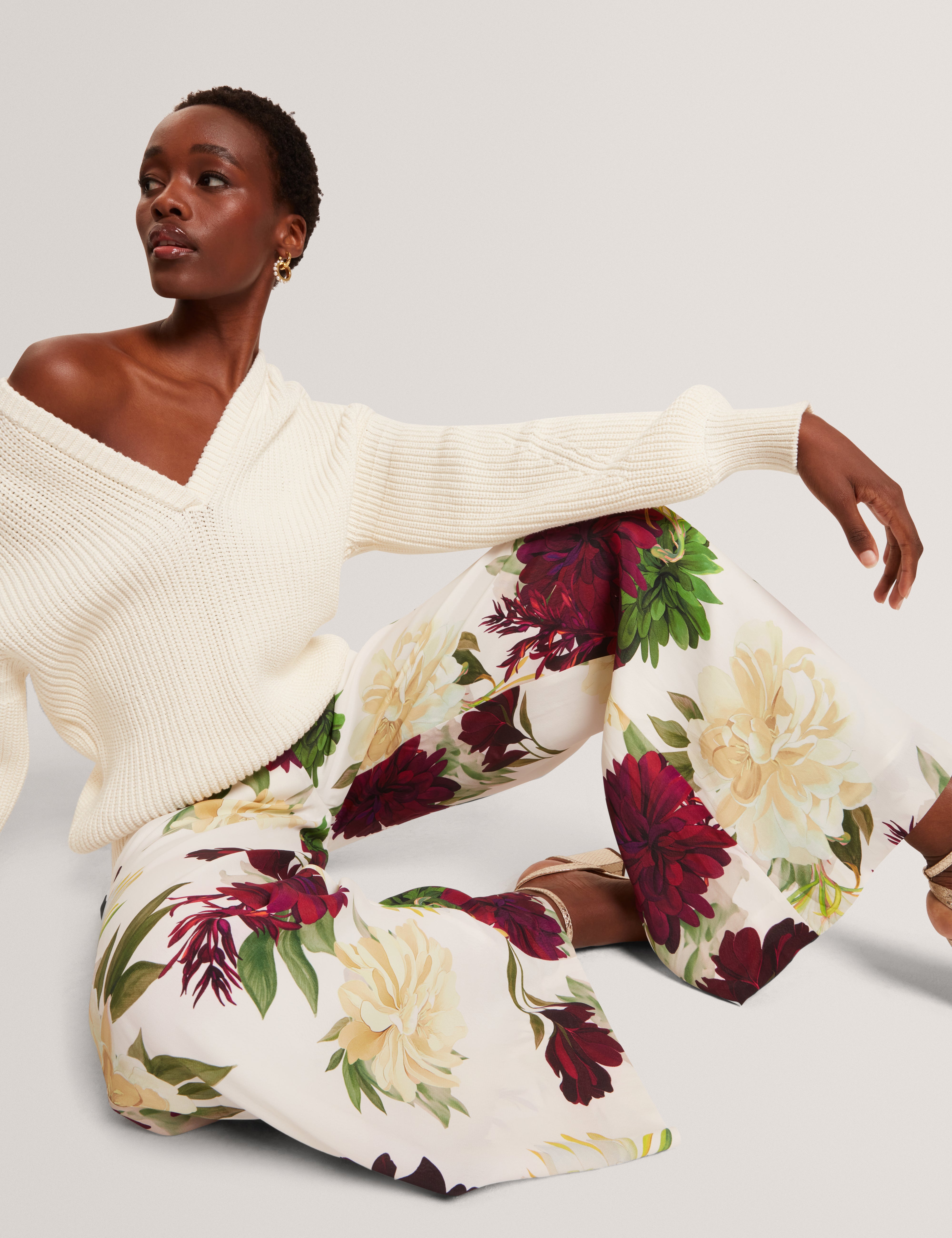 Dahlia Print Wide Leg Woven Trousers | Tomasia | Ted Baker UK