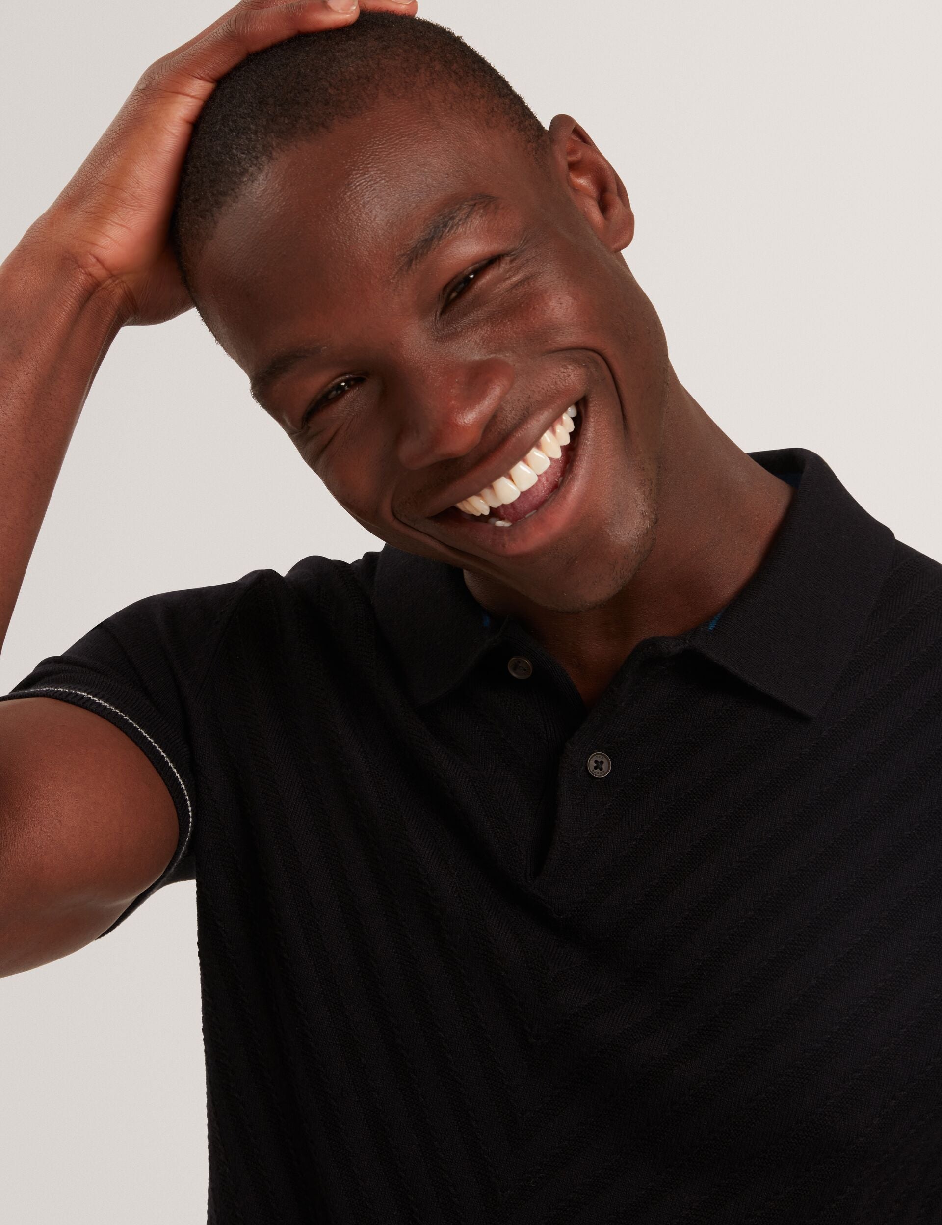 Chevron Texture Knit Short Sleeve Polo | Chapal | Ted Baker US