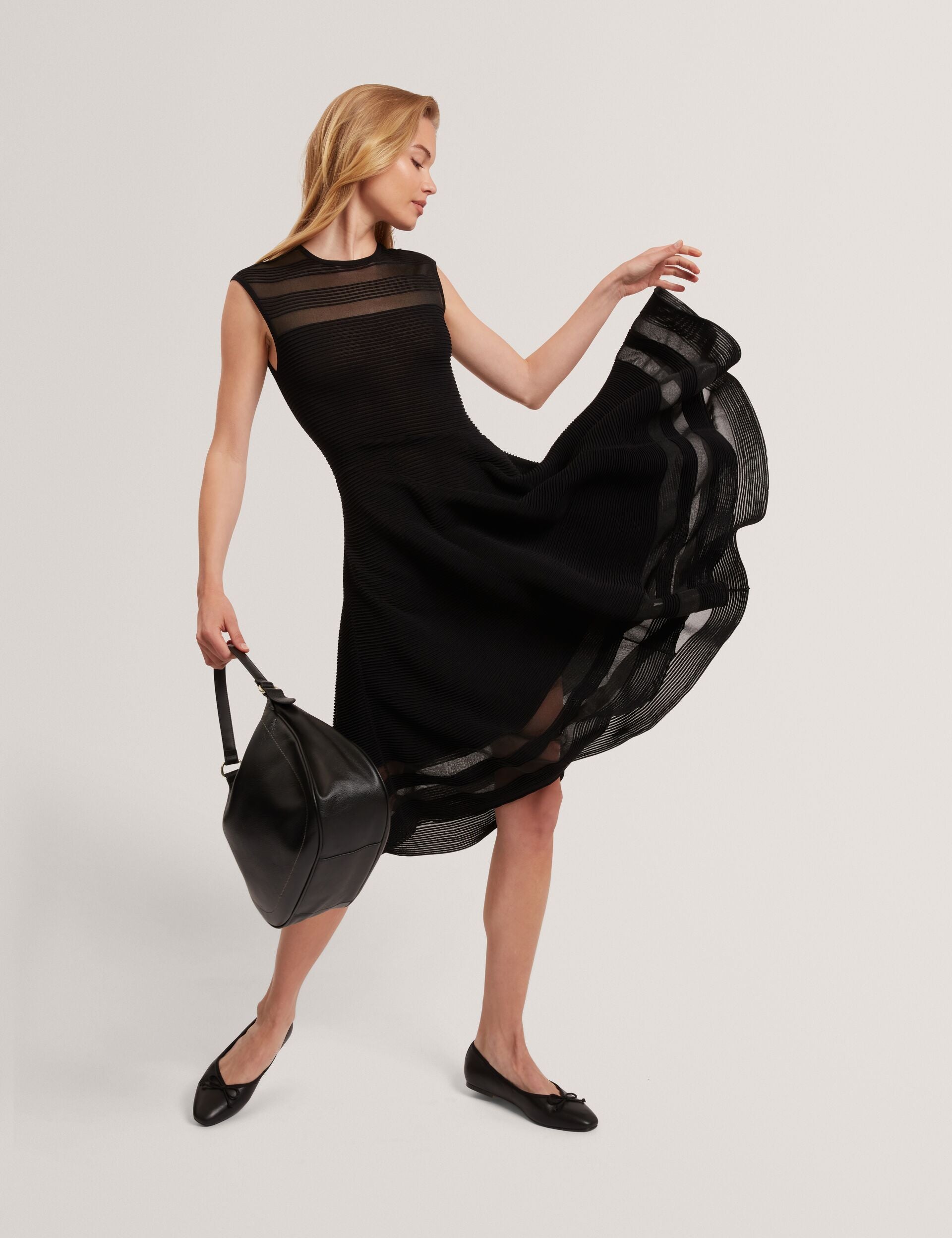 Sheer Panel Ribbed Knit Skater Dress | Suusaan | Ted Baker UK Sheer Panel Ribbed Knit Skater Dress | Suusaan | Ted Baker UK