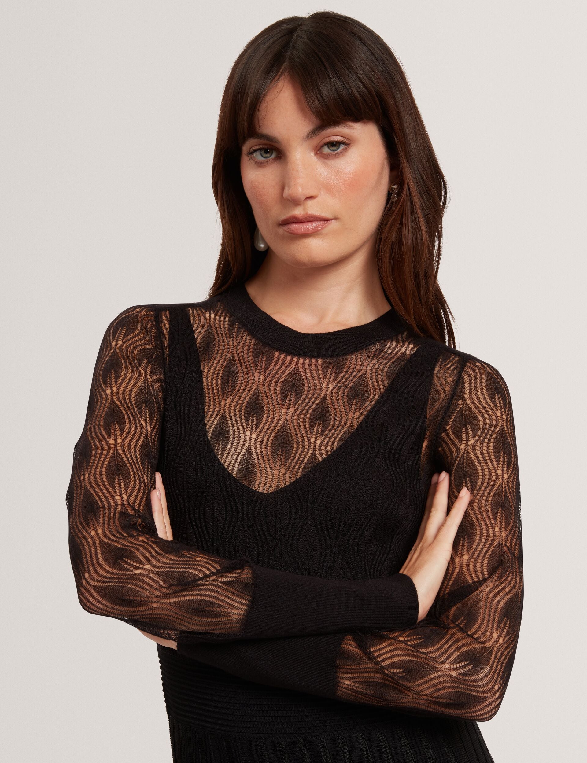 Pointelle Knit Asymmetric Midi Dress | Tiimara | Ted Baker UK Pointelle Knit Asymmetric Midi Dress | Tiimara | Ted Baker UK