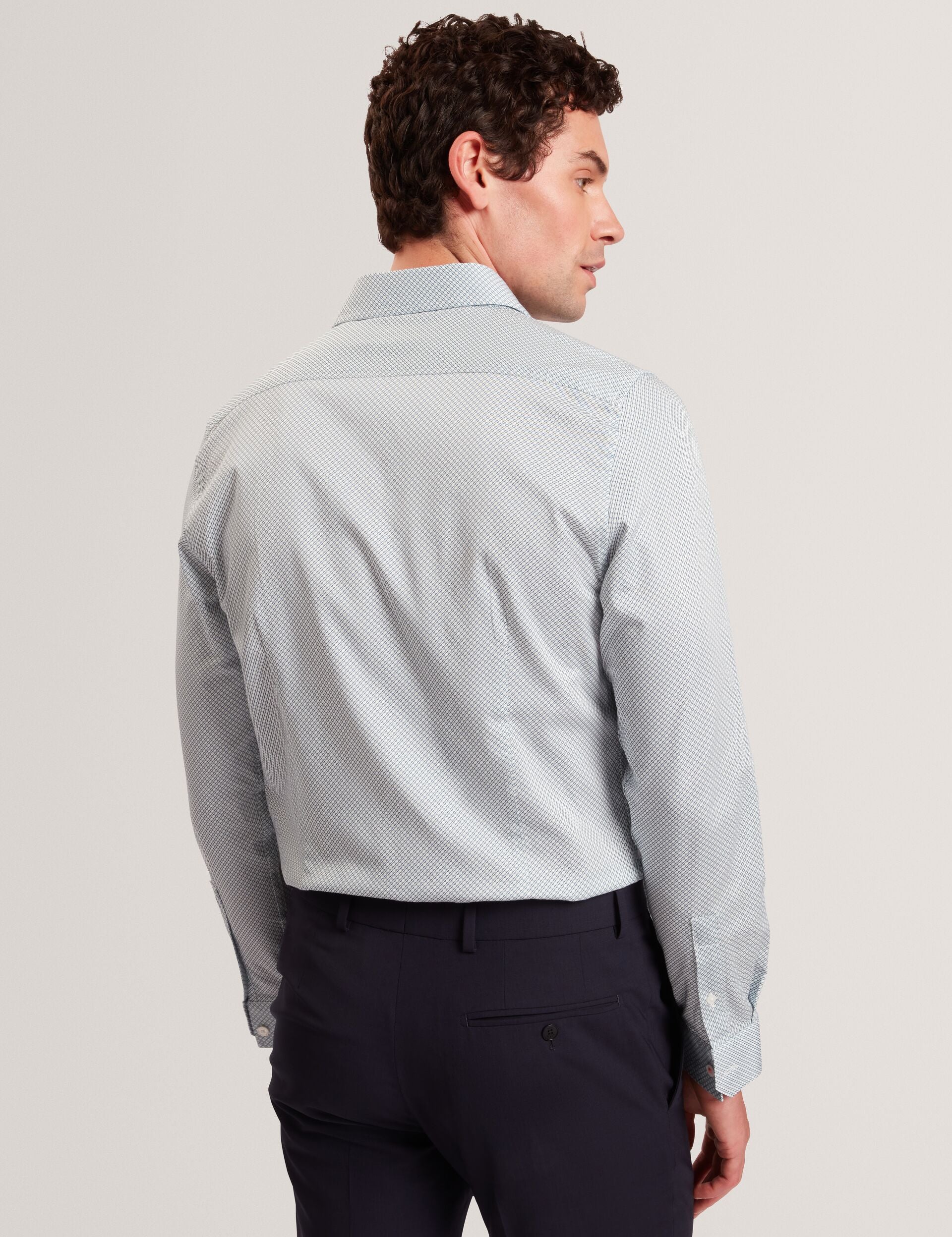 OLWENO Micro Geo Print Long Sleeve Slim Shirt OLWENO Micro Geo Print Long Sleeve Slim Shirt