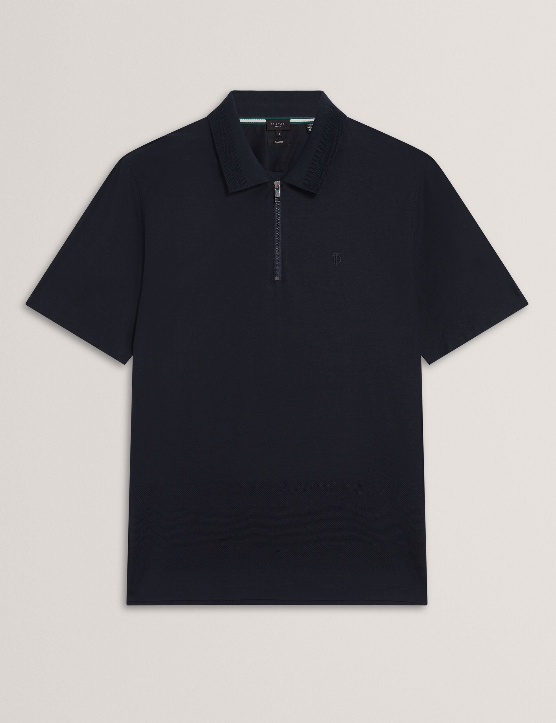 Textured Panel Zip Neck Cotton Polo | Zorin | Ted Baker US