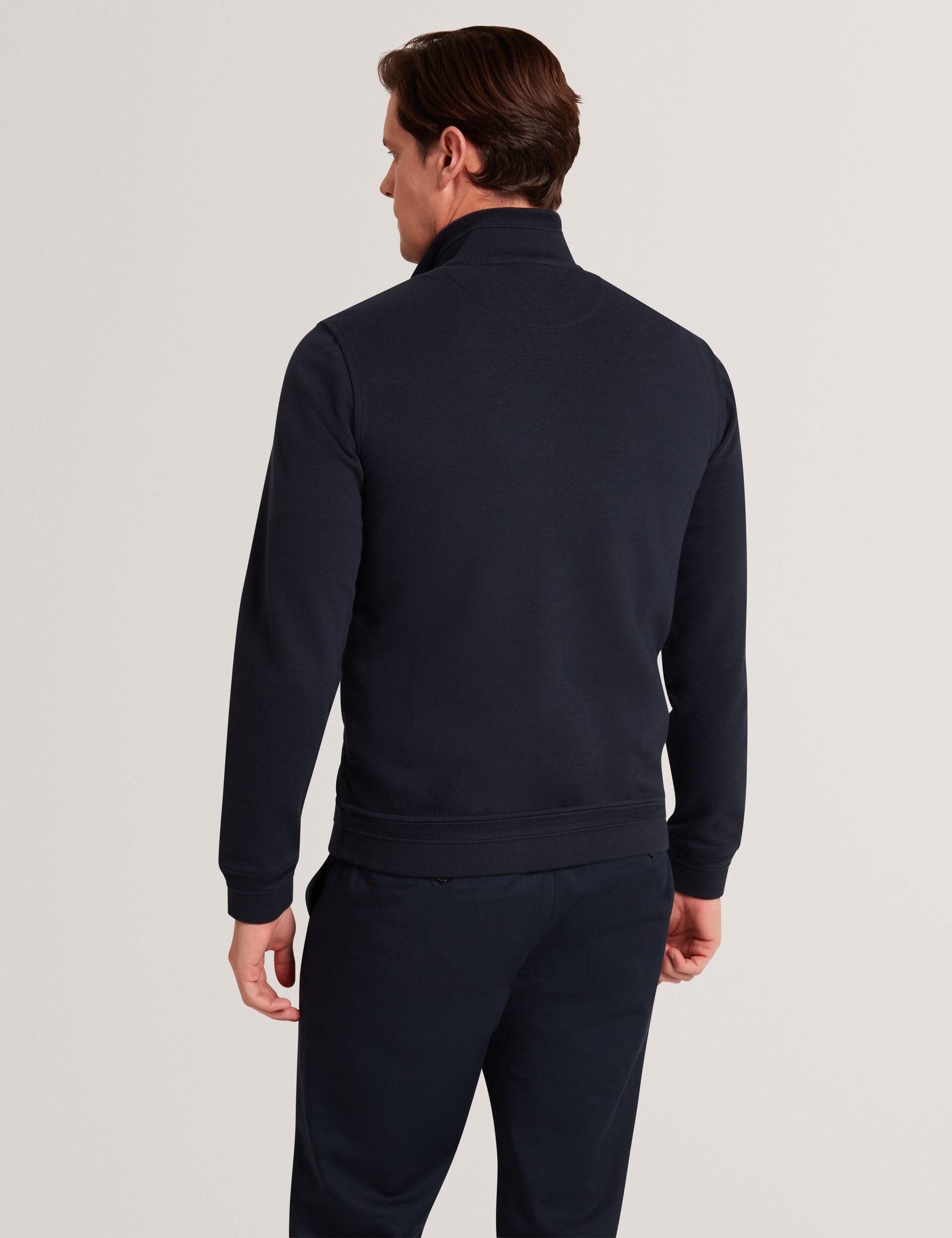 Navy Quilted Front Zip-through Knit Jacket | Durano | Ted Baker US