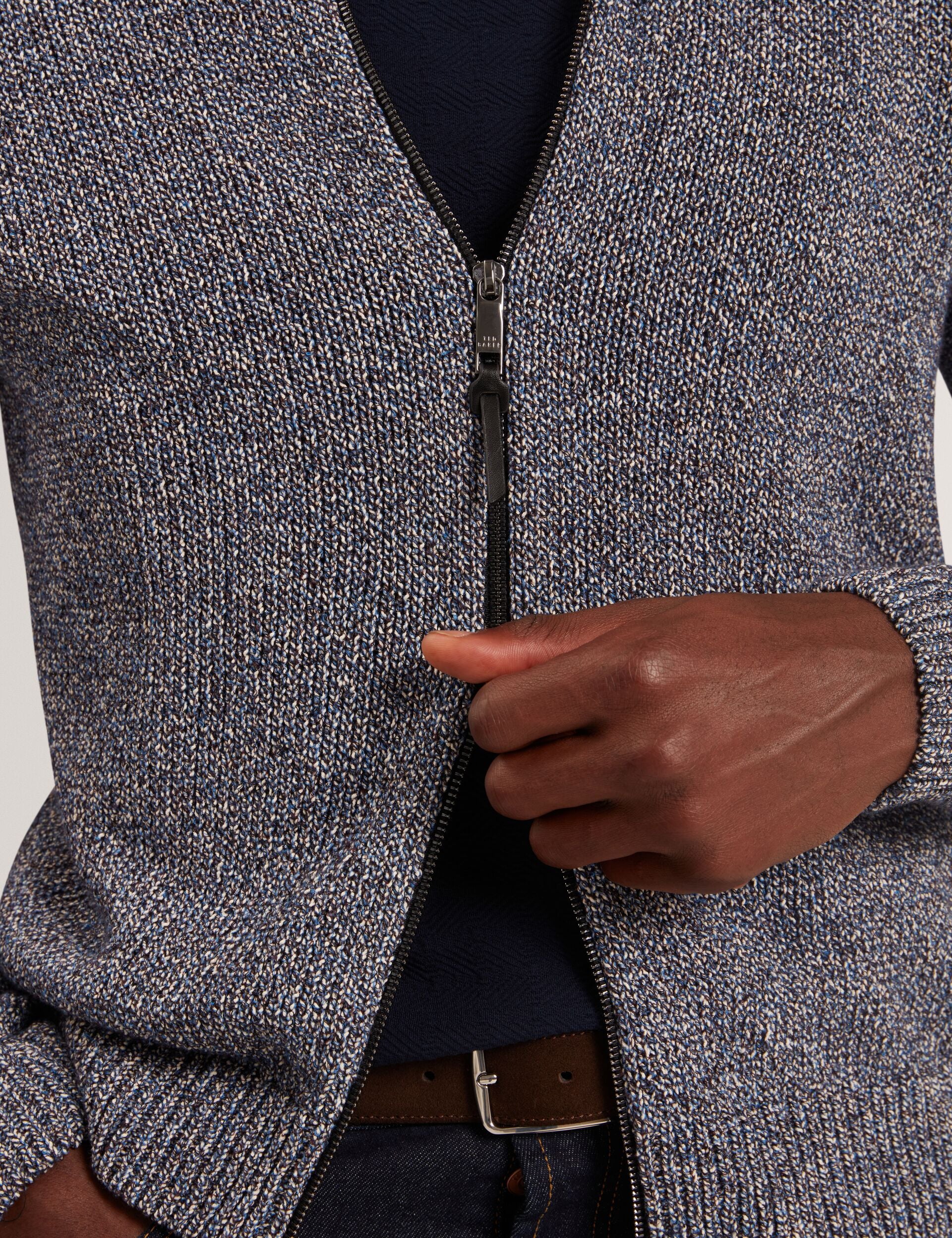 Twisted Yarn Knit Zip-through Jumper | Varink | Ted Baker UK