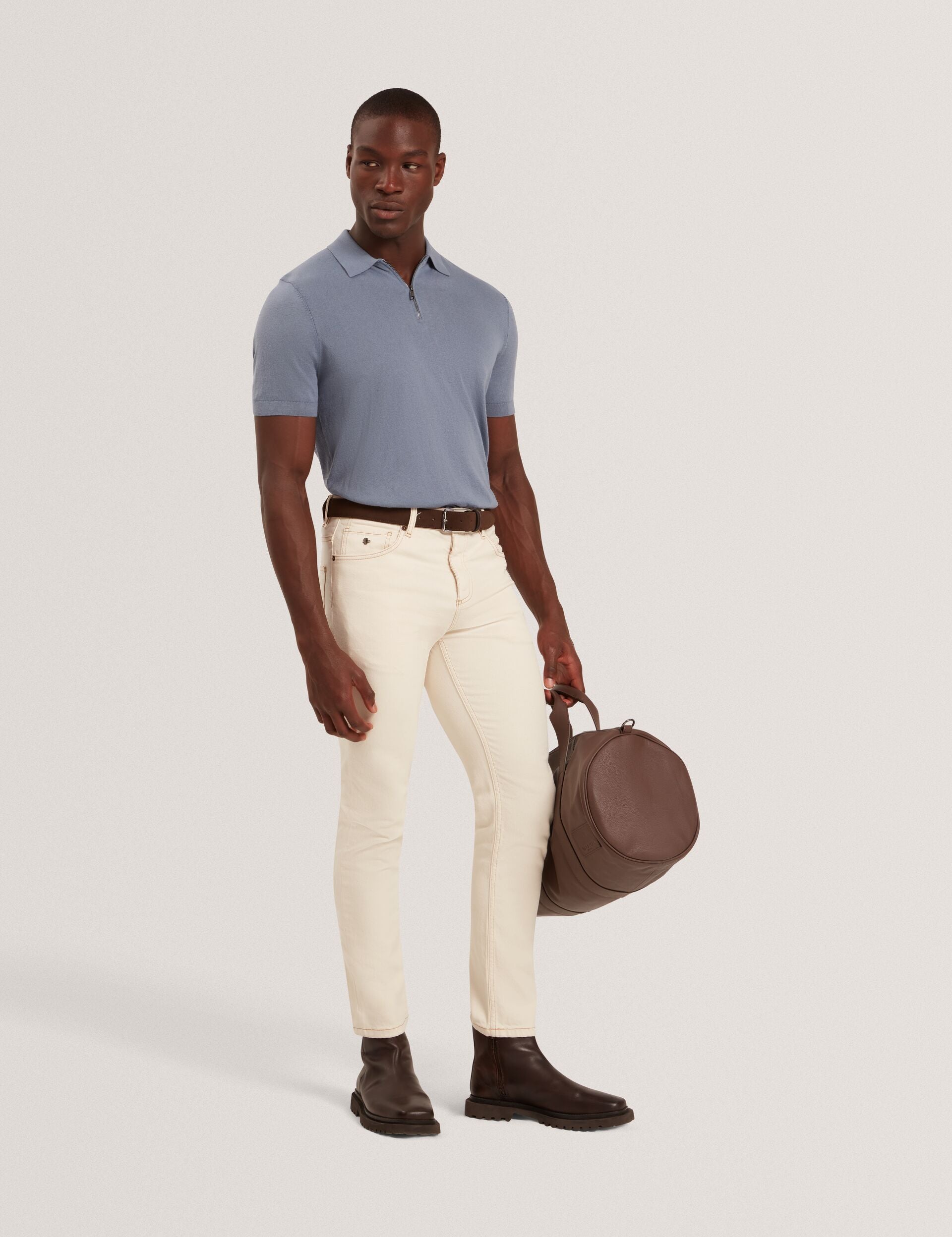 Silk Blend Knit Zip Neck Polo | Givrans | Ted Baker US