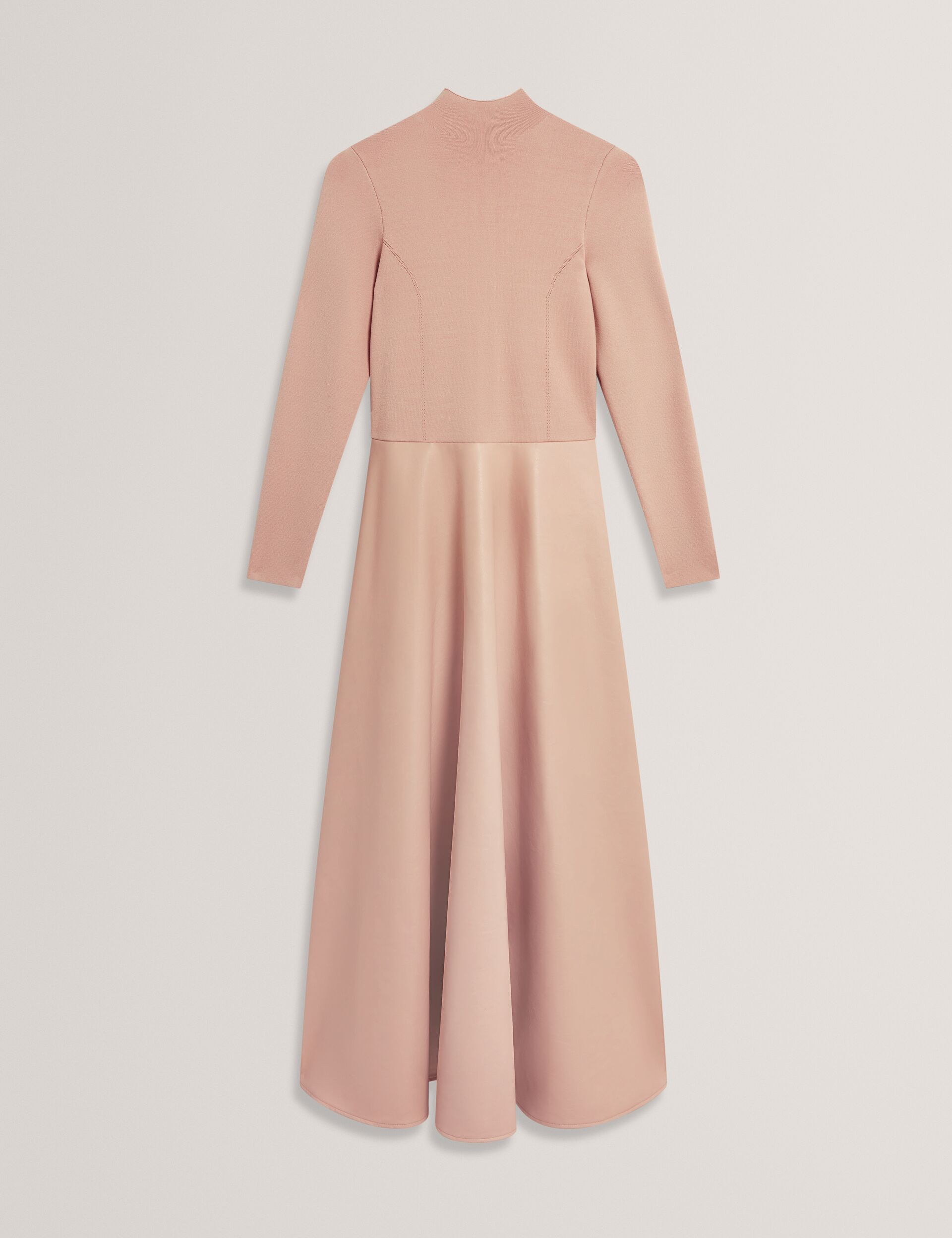 High Neck Knit & Faux Leather Midi Dress | Allmie | Ted Baker UK High Neck Knit & Faux Leather Midi Dress | Allmie | Ted Baker UK