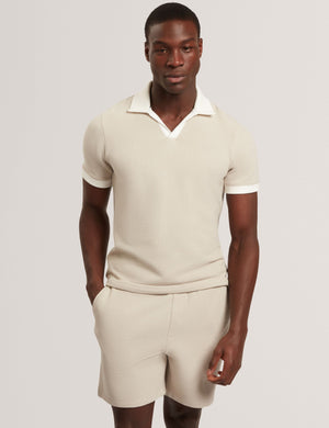 Ted Baker Waffle Texture Knit Open Neck Polo