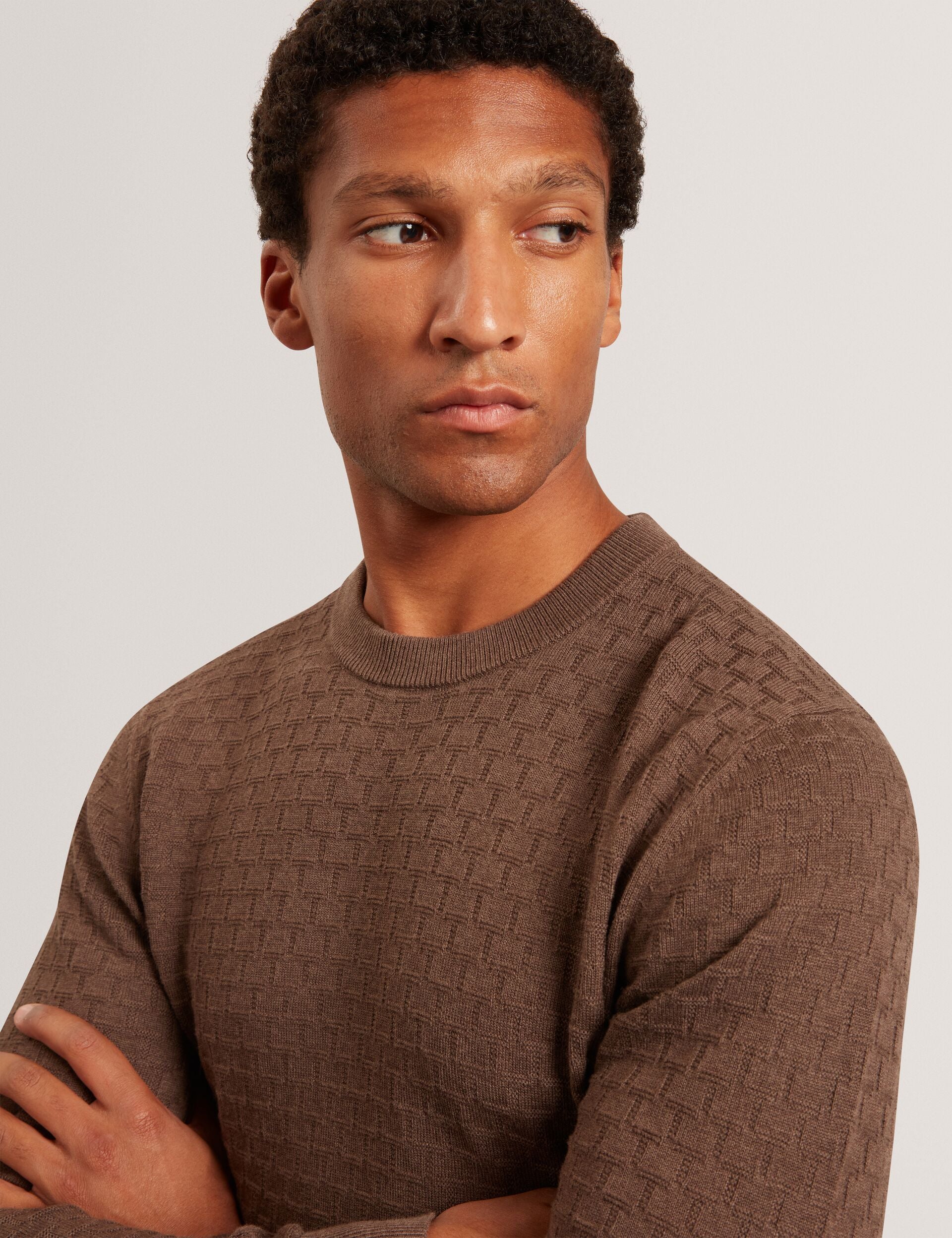 Branded Texture Crew Neck Jumper | Sainsy | Ted Baker US