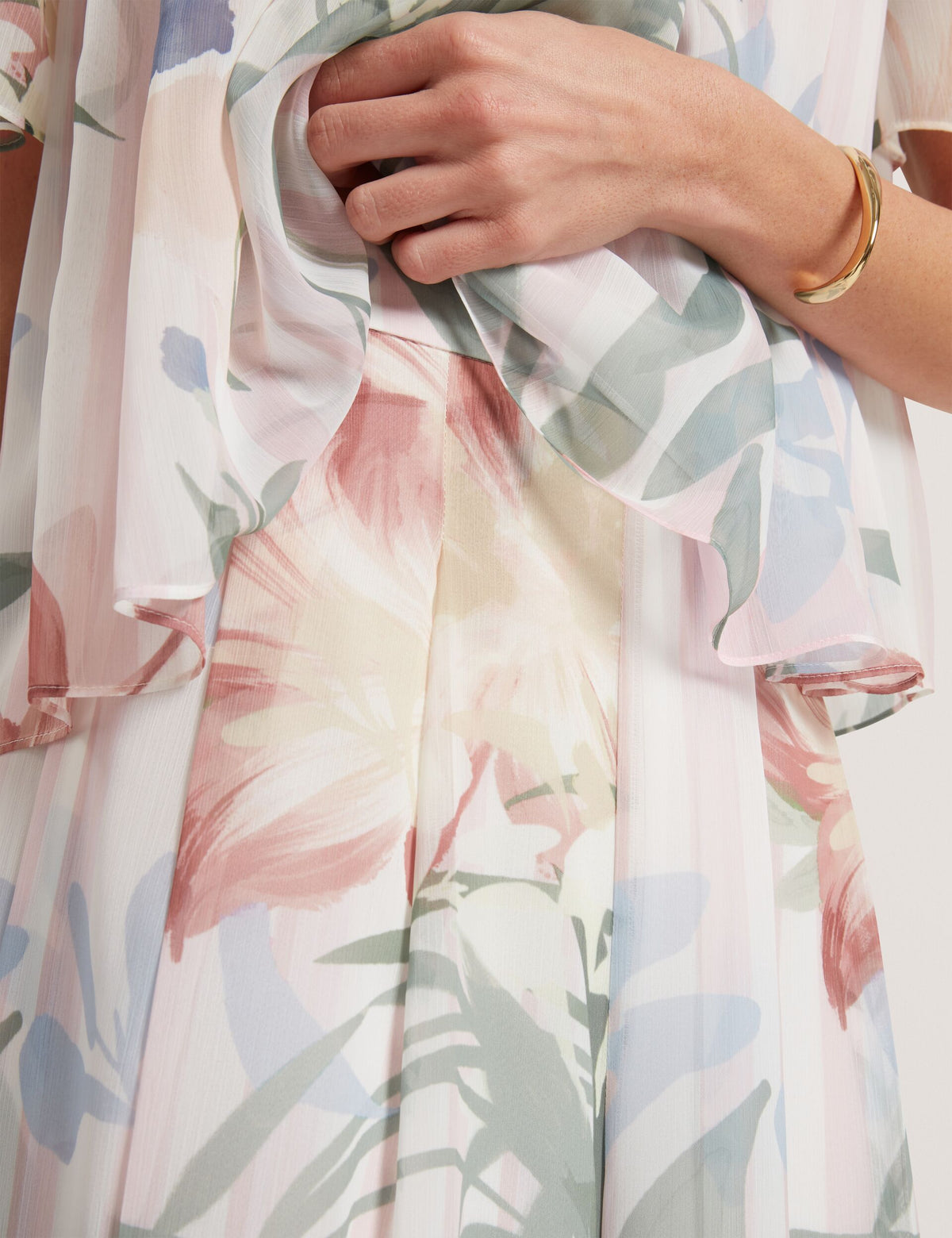 Hurta HURTA Floral Pleated Chiffon Wide Leg Trousers