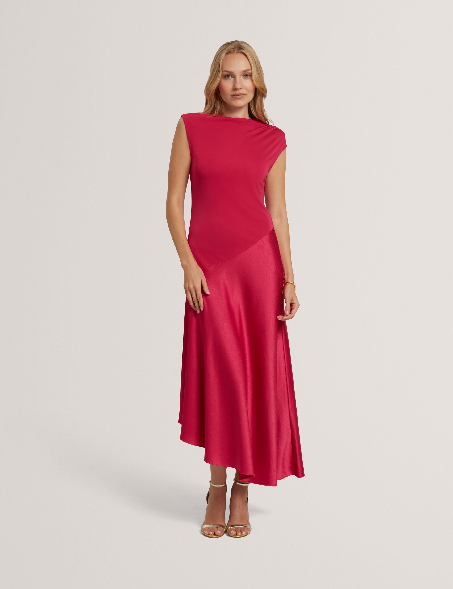 ted baker asymmetric dress Ted Baker Odellia Asymmetric Waist Detail Satin Slip Dress Sz 3/6-8 US $295