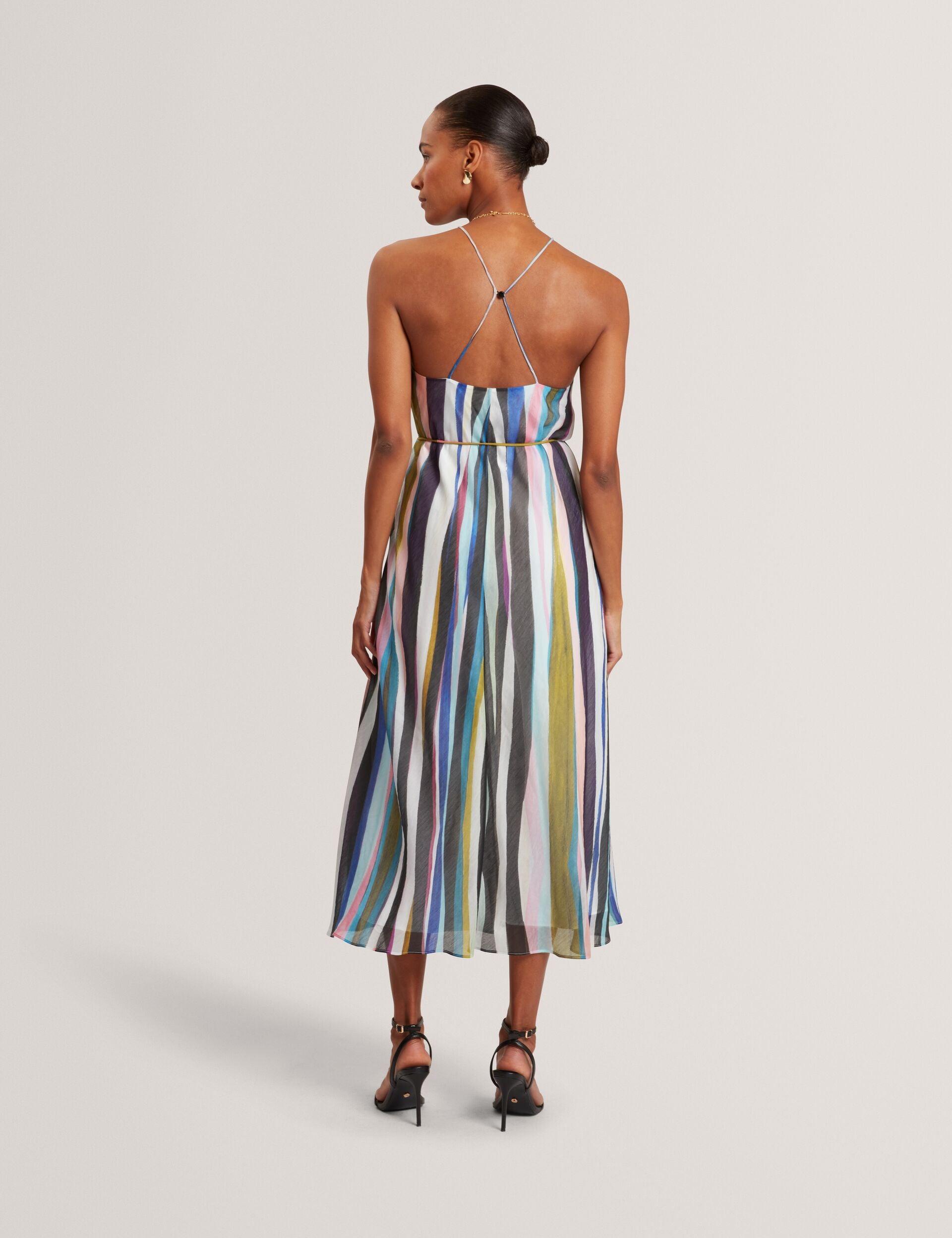AZURRA Wavy Stripe Halterneck Midi Dress