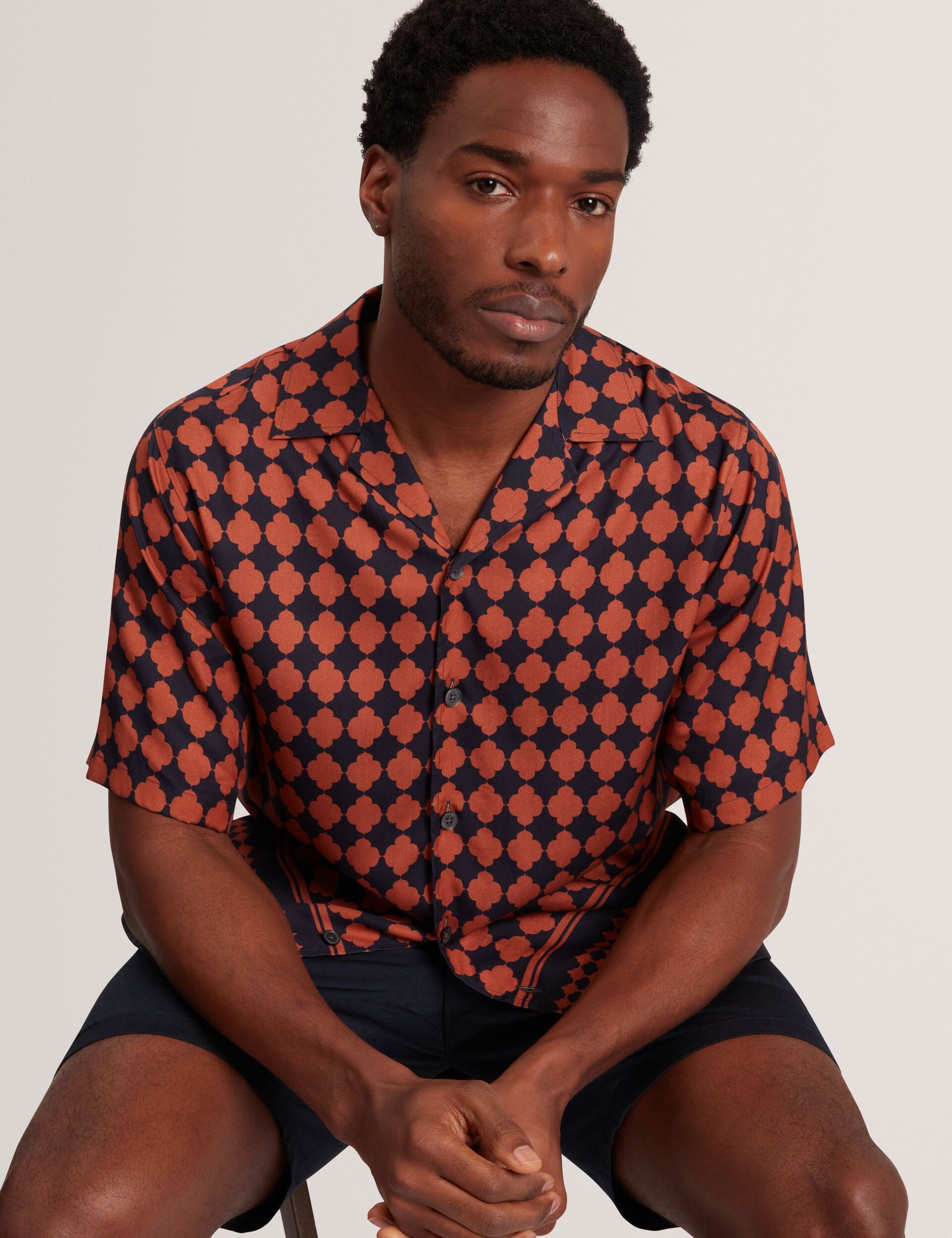 Tile Border Print Short Sleeve Shirt | Jirahu | Ted Baker US