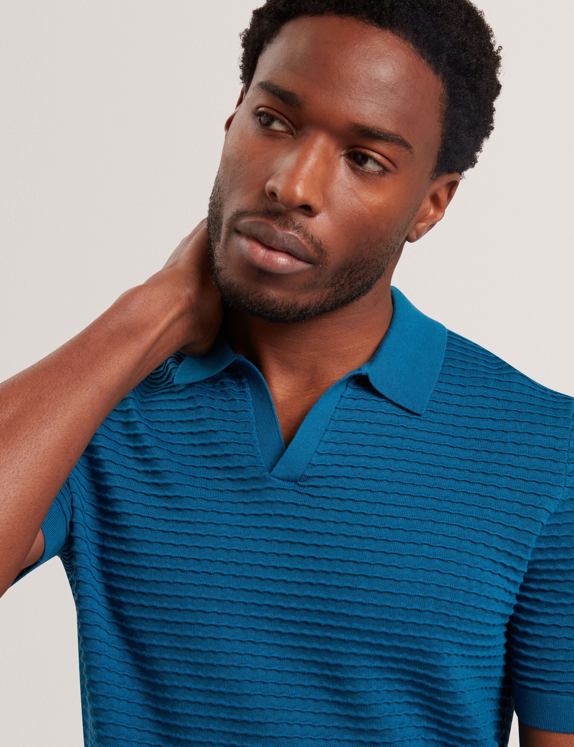 Wave Stitch Pure Cotton Open Neck Polo | Bestel | Ted Baker US