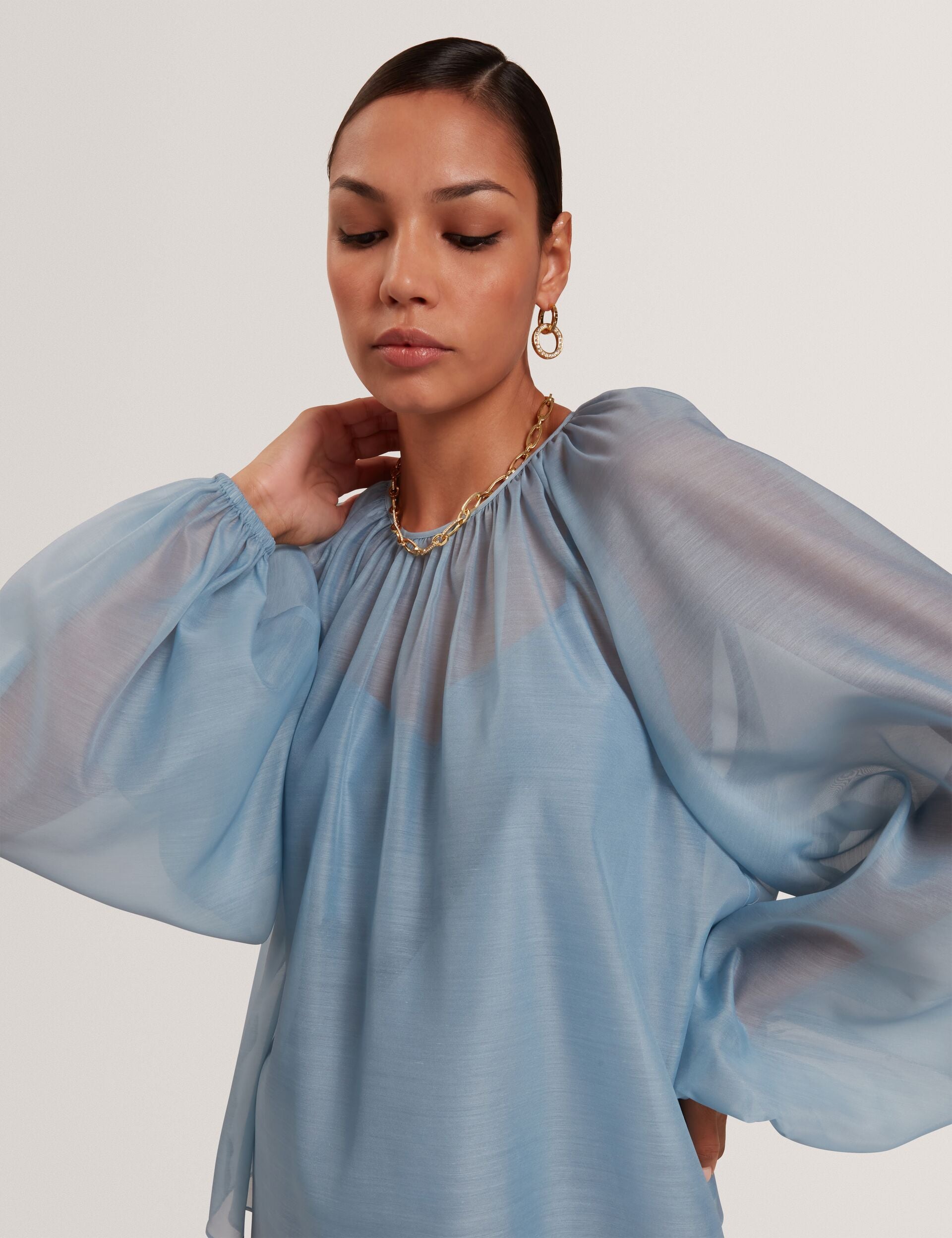 Organza Long Balloon Sleeve Blouse | Eelana | Ted Baker IE