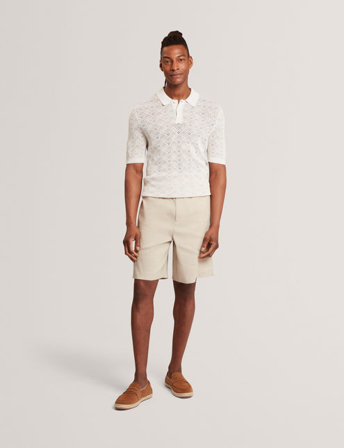 Ted Baker Geometric Open Knit Short Sleeve Polo