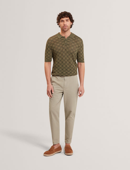 Ted Baker Geometric Open Knit Short Sleeve Polo