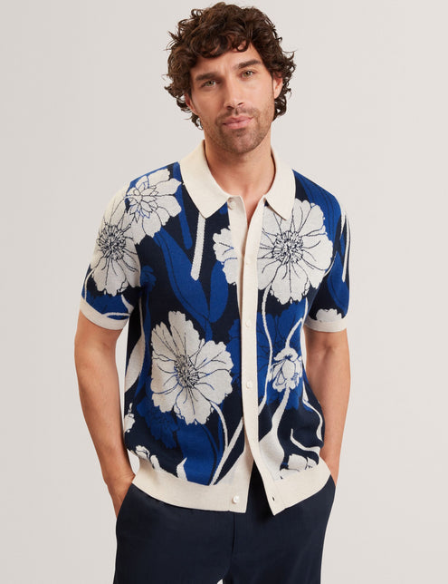 Ted Baker Jacquard Botanical Print Wool Blend Shirt