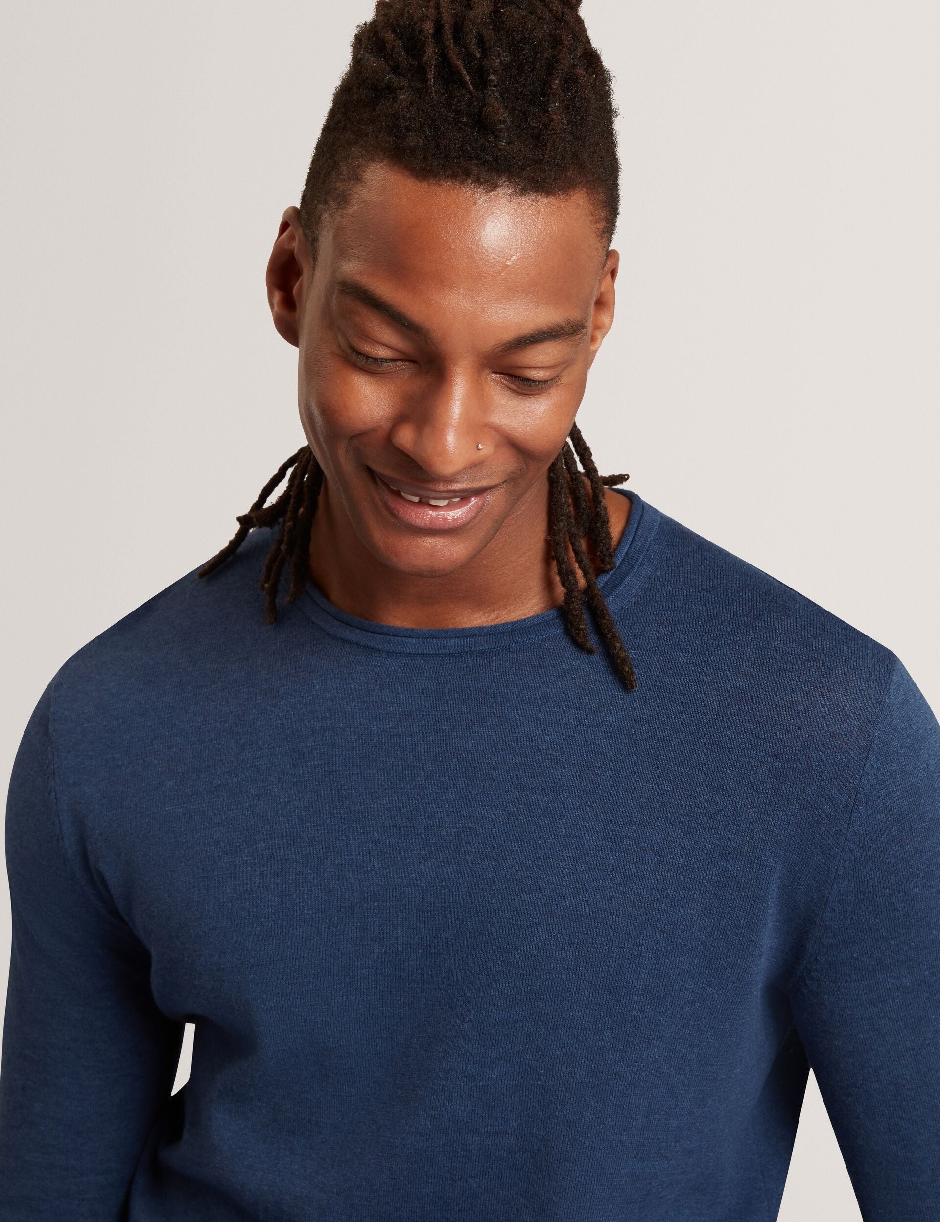 YAEN Rolled Edge Linen Blend Crew Neck Jumper