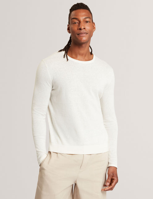 Ted Baker Rolled Edge Linen Blend Crew Neck Jumper