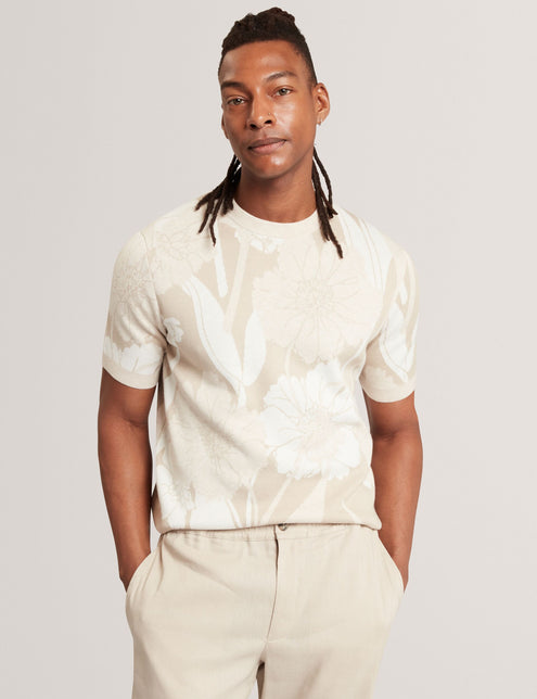 Ted Baker Jacquard Botanical Wool Blend T-Shirt