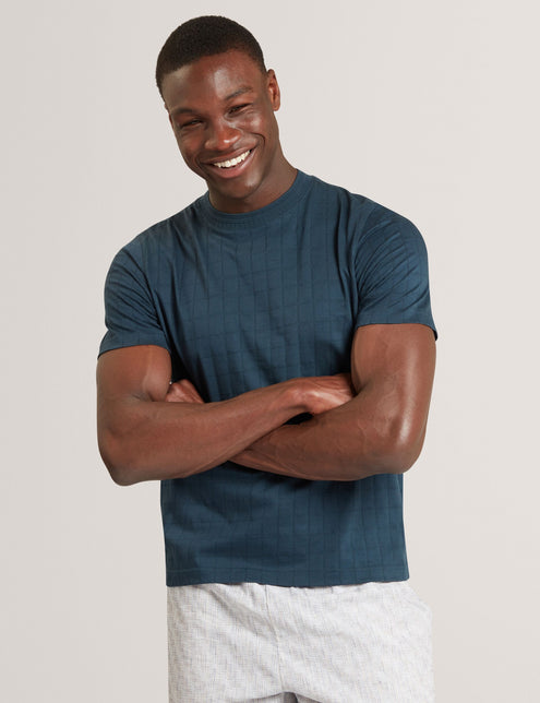 Ted Baker Jacquard Textured Grid Cotton T-Shirt