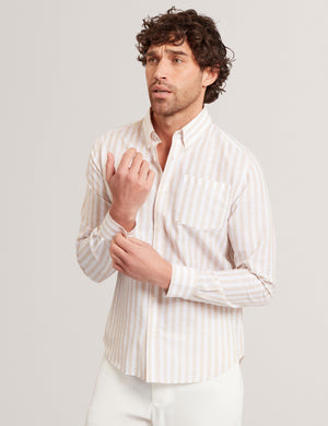 Ted Baker Striped Linen Blend Long Sleeve Shirt
