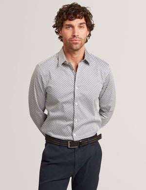 Ted Baker Slim Fit Tonal Geo Stretch Cotton Shirt