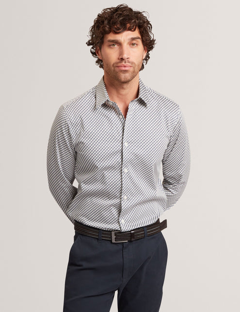 Ted Baker Slim Fit Tonal Geo Stretch Cotton Shirt