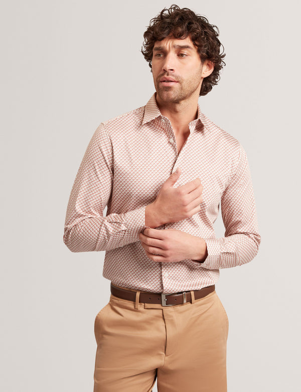 Ted Baker Slim Fit Tonal Geo Stretch Cotton Shirt