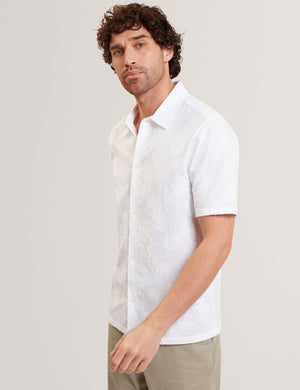 Ted Baker Jacquard Leaf Texture Short Sleeve Shirt