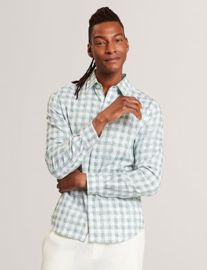 Ted Baker Grindle Check Linen Blend Long Sleeve Shirt