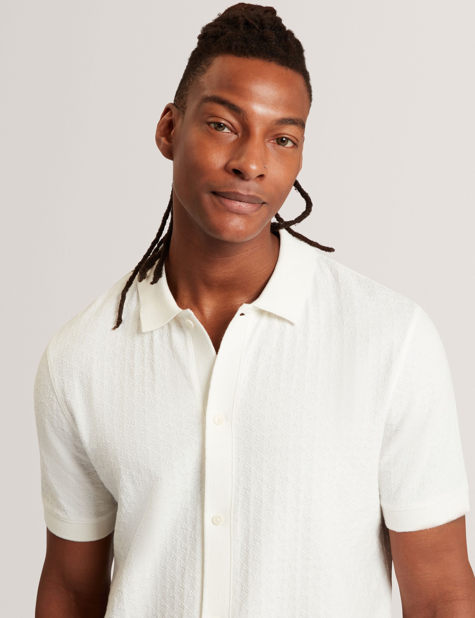 Diamond Texture Knit Short Sleeve Shirt | Doltten | Ted Baker UK
