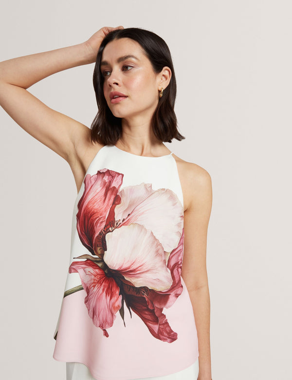 Ted Baker Floral Placement Print Halterneck Top