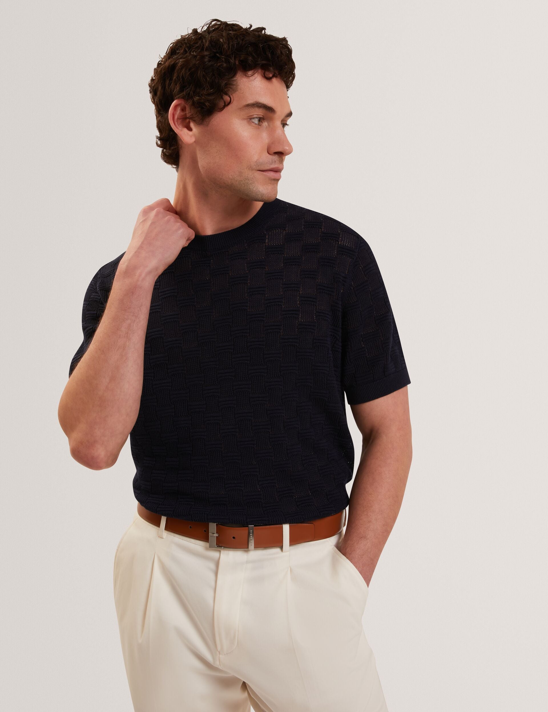 WATTSS Basket Knit Wool Silk Blend T-Shirt