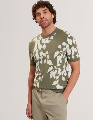 Ted Baker Foliage Print Cotton Fine Knit T-Shirt