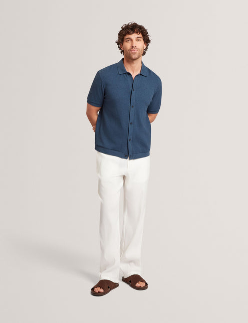 Ted Baker Textured Knit Button-Through Polo Shirt