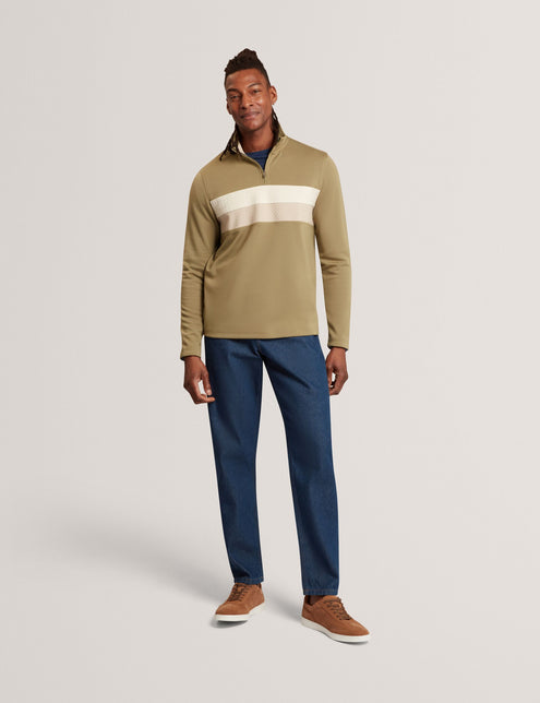 Ted Baker Stripe Panel Zip Neck Sweatshirt