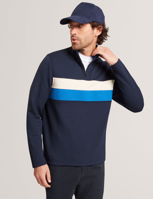 Ted Baker Stripe Panel Zip Neck Sweatshirt