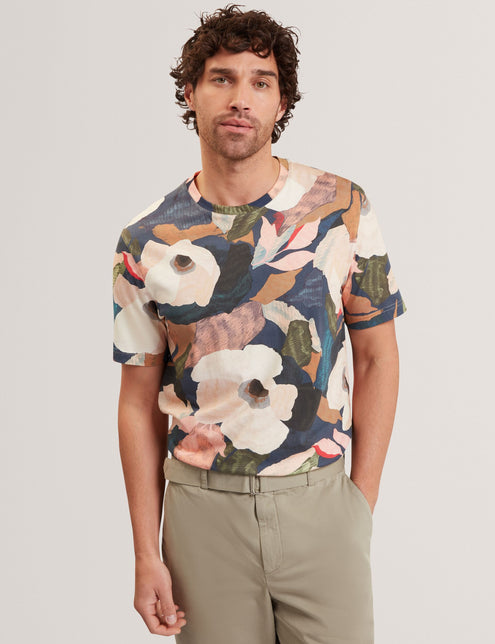 Ted Baker Garden Print Crew Neck Cotton T-Shirt