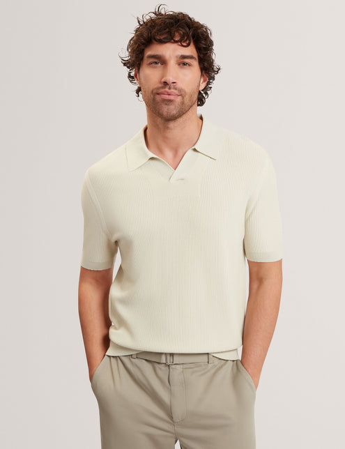 Ted Baker Stitched Rib Open Neck Polo Shirt