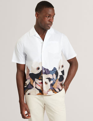 Ted Baker Relaxed Printed Hem Cotton Resort Shirt